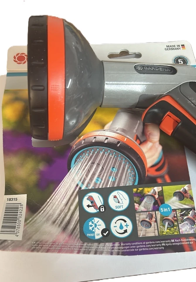 Gardena Multi-Function 5-Pattern Hose Sprayer model 18315 NEW (181) - Image 1 of 1