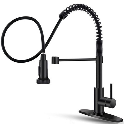 Black Kitchen Faucet with Pull Down Sprayer Stainless Steel Single Handle Pull O