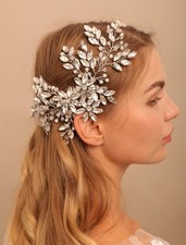 Rhinestone Crystal Flower Hair Comb Headpiece Bride Wedding Silver New 1 PC