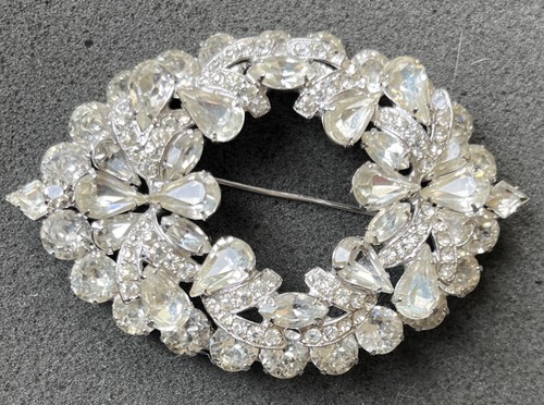 Vintage große Eisenberg Strass klar Kristall große Brosche Anstecknadel Statement 3,5" - Bild 3 von 12