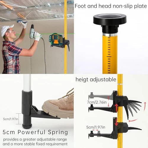 Laser Level Pole with Adjustable Mount 5/8'' 1/4'' thread, Telescoping tripod