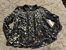 NWT ModCloth Womens Velvet Burnout Sheer Floral Button Up Top Sz XL Whimsigoth