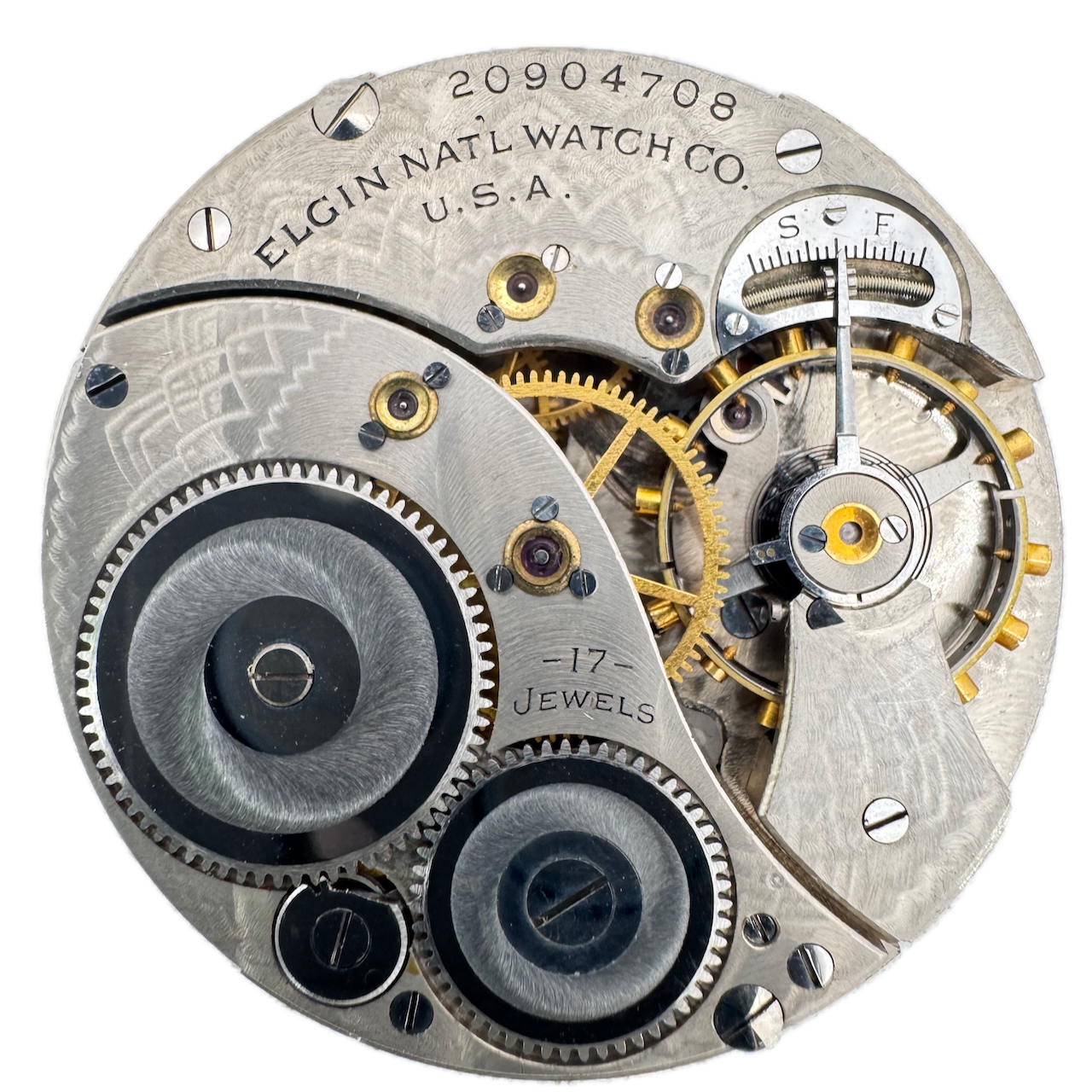 Antique 12s 1918 Elgin 17 Jewel Pocket Watch Movement 345 USA w Original Box