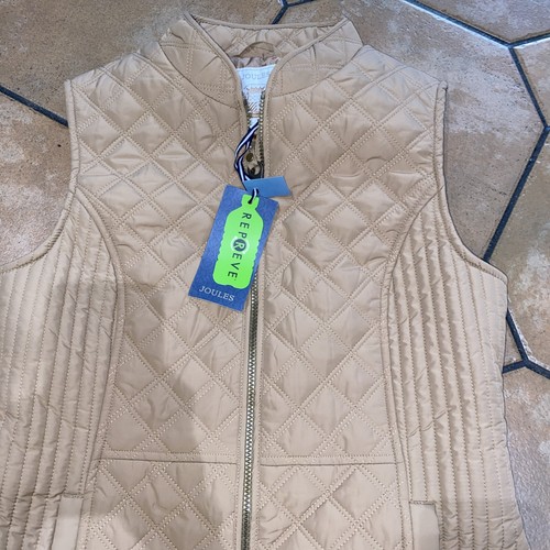 Joules Quilted Padded Gilet Size 12 Pockets Full Zip Riding Work Tan New - Picture 4 of 7