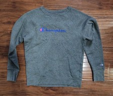 Champion Women's Classic Logo Crewneck Sweatshirt Grey Medium