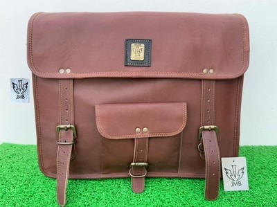 1x Motorcycle Saddlebags New Side Bag Pouch Brown Goat Leather 12'' x15'' x5'' Bag