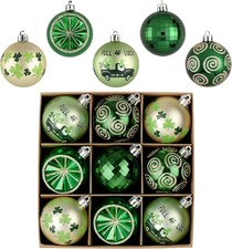 St Patricks Day Decorations Shamrock Tree Ornament Set, 9Pcs 2.36Inch Hanging Ba