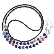 Beaded Eyeglass Chain with Heart-shaped Shungite, Eye Glasses Colorful Love