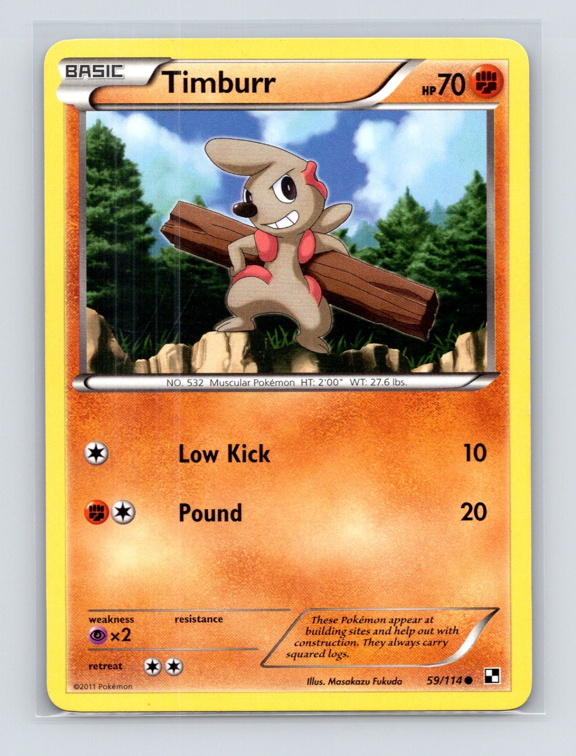 Pokémon TCG Timburr (59) 59/114 Black and White Normal LP