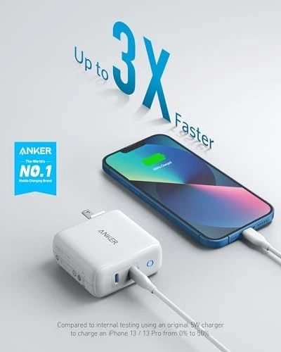 ANKER USB C CHARGER 40W 2-PORT PIQ 3.0 POWERPORT III DUO A2628 - WHITE - Image 2 of 4