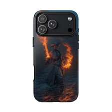 For iPhone / Galaxy / Pixel   Skeleton Pirate Burning Swords Phone Case