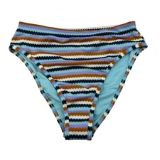L*Space Women’s Frenchie Bikini Bottoms Multicolor Stripes Size XL New