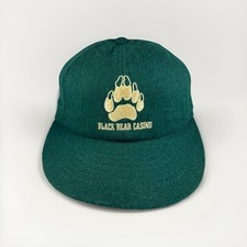 Vintage Black Bear Casino Snapback Hat, Duluth, MN, Green Wool Cap, MADE IN USA