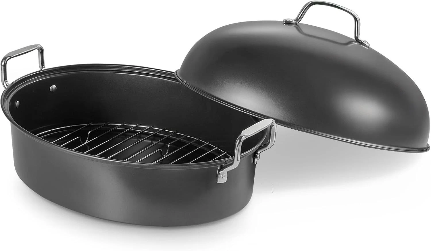 Extra Large Roasting Pan with Rack, 18" x 14" Oval Nonstick Turkey Roaster w/Lid
Opens in a new wind