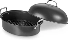 Extra Large Roasting Pan with Rack, 18" x 14" Oval Nonstick Turkey Roaster w/Lid