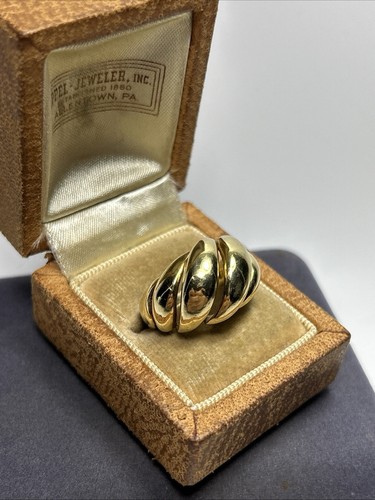 Vintage Tiffany & Co 18k Solid Yellow Gold Italy Open Ribbed Dome Ring - Picture 1 of 13