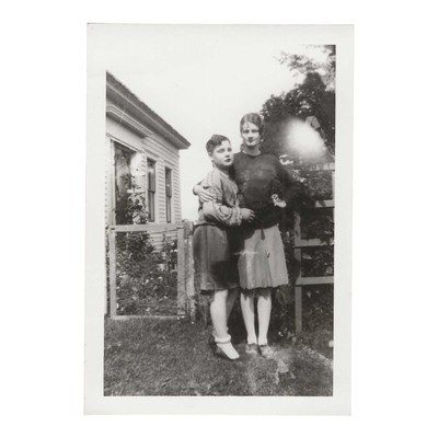 Vintage Snapshot Photo Two Women Affectionate Pose Butch Lesbian Interest 1920s