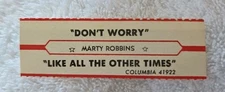 VTG Jukebox Title Strip MARTY ROBBINS Don't Worry~Like All The Other Times 1961