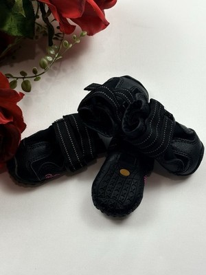 PitPet Waterproof Black Dog Shoes Set of 4 Adjustable Straps Relective Size 1