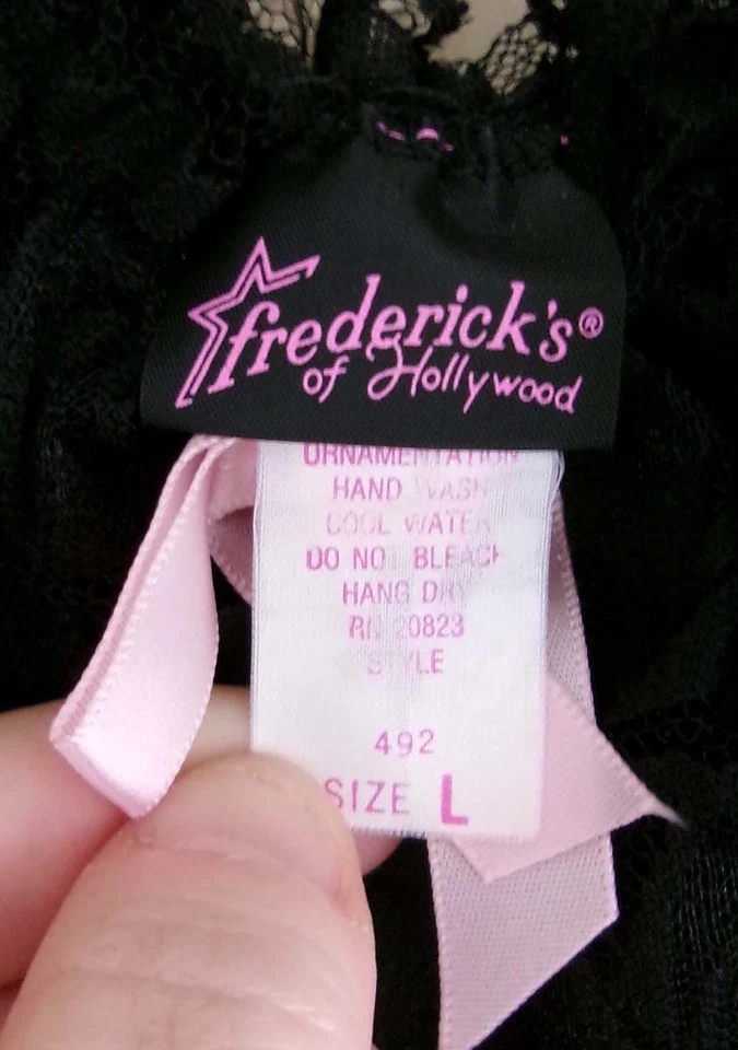 Vestido de noche largo negro elástico de encaje Fredericks of Hollywood de colección años 90 Foto 2 de 4