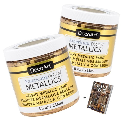Americana Decor Metallics 24K Gold Paint - 2 Pack, 8oz, Multisurface, Home & ...