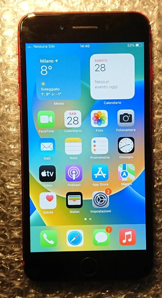 Apple iPhone 8 PLUS  64 GB  ROSSO ( RED )  Grado A+++  Batteria 100% - Immagine 2 di 4