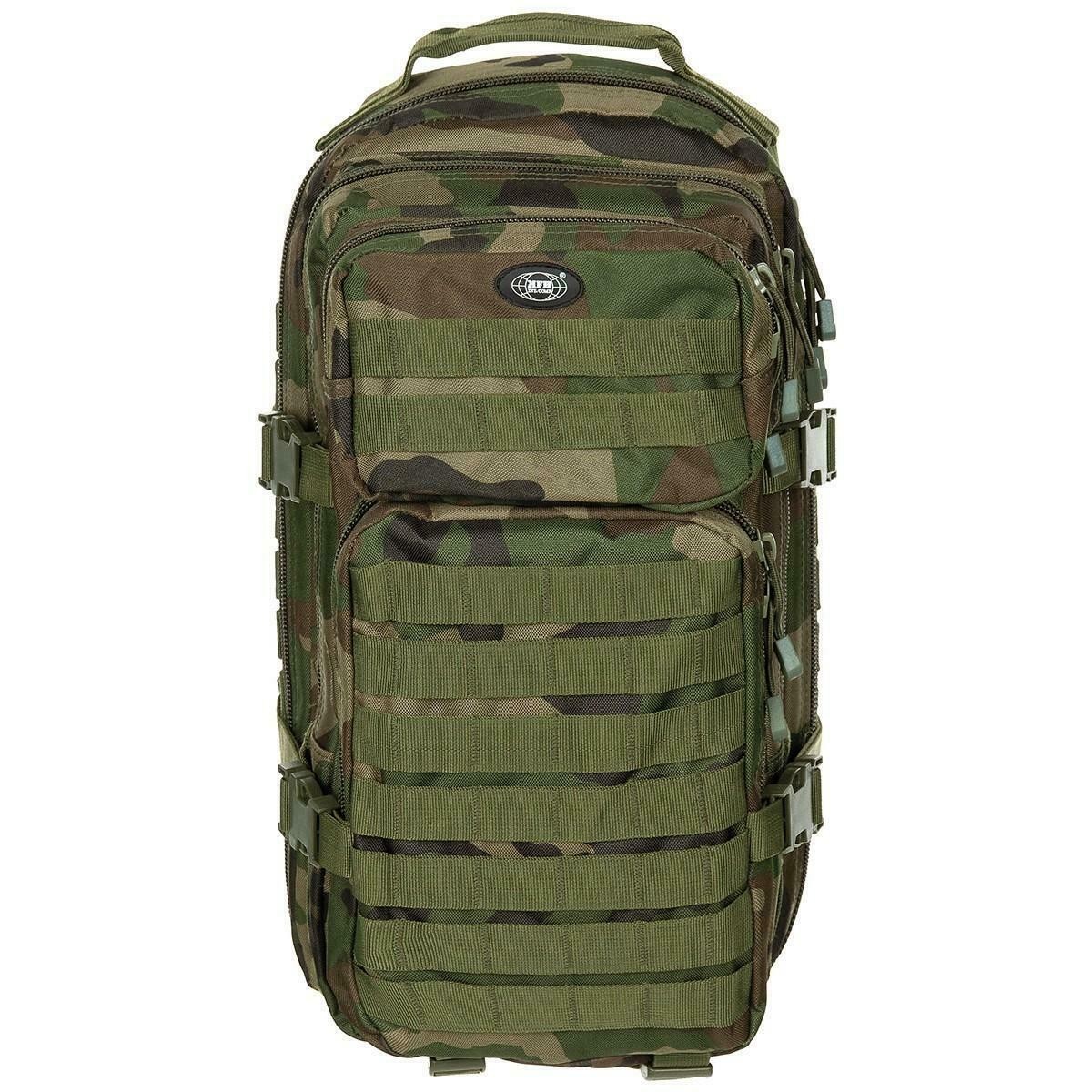 MFH Backpack Military Style Molle Day Pack Rucksack Woodland Camo 30ltr