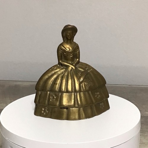 Vintage Brass Southern Belle Crinoline Lady Figurine Paperweight Bell Home Decor - Picture 7 of 13
