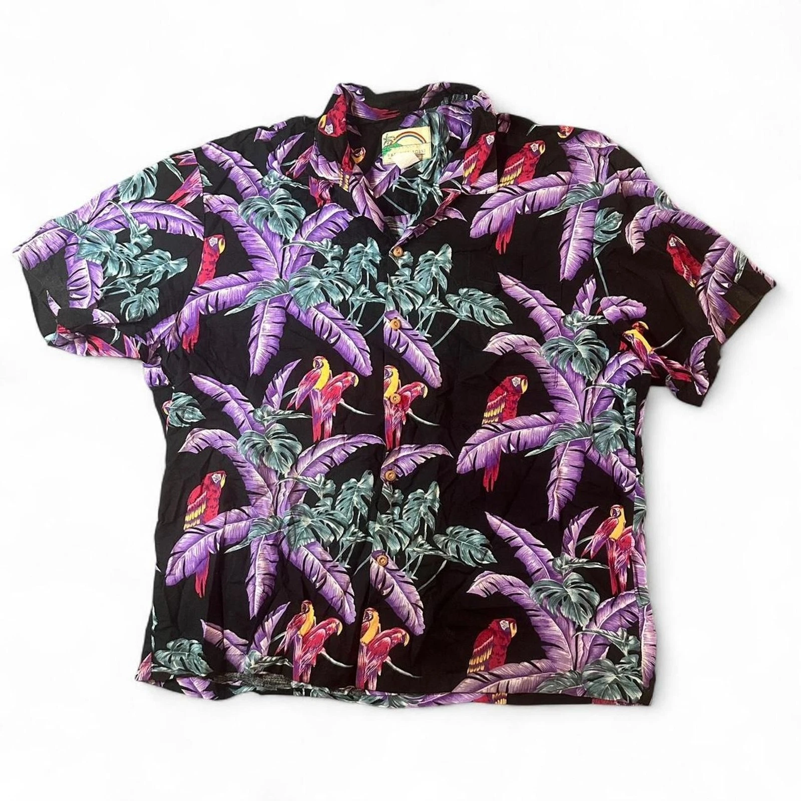 Paradise Found 100% Cotton Patterned Polo Button Down XL