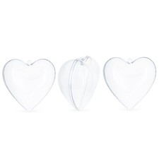 Set of 3 Clear Plastic Heart Ornaments 3.85 Inches 98 mm 
