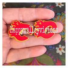 2 Piece CALGARY Hockey Team Silicone Focal Beads DIY Jewelry Pens Sports Beads
