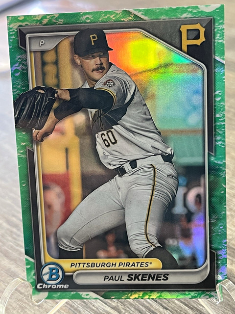 Paul Skenes 2024 Bowman Chrome Lunar Green Glow Refractor Prospects Pirates