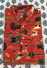 BARN FLY Made In USA Mens Sz XL All Over Guitar 100% Cotton LS Button Down Shirt