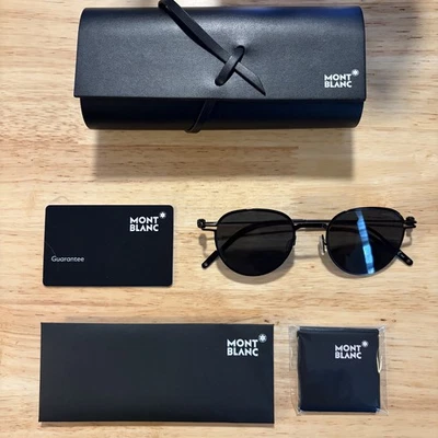 Gafas de sol Montblanc MB0072S 001 negras 48-21-145 con estuche y papeles - Imagen 1 de 3