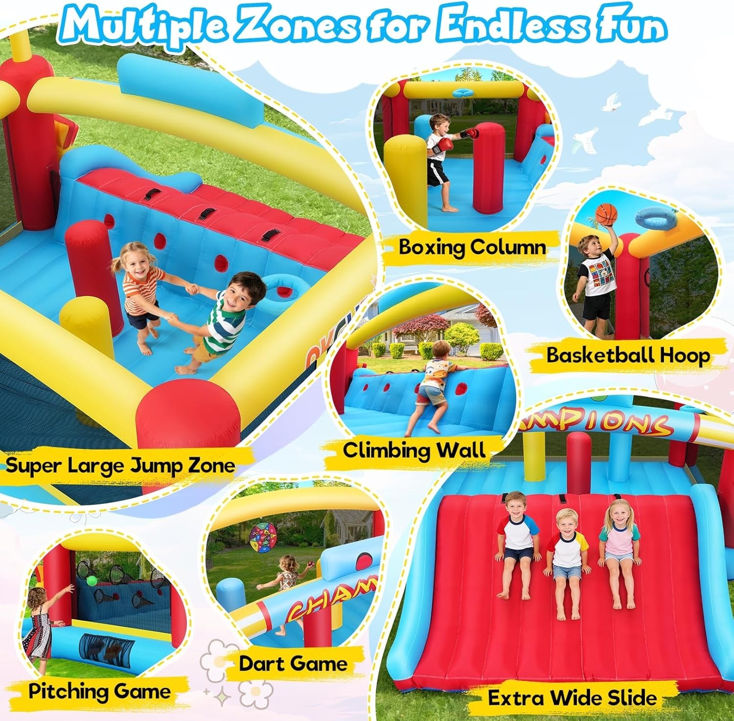как выглядит High-Quality Material Safety Design Inflatable Bounce House Large Trampoline фото