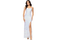 Betsy  Adam Women  s Side Slit Sequined Evening Gown  Ivory Multi NWT WG09