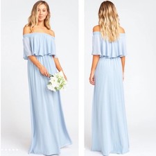 Show Me Your Mumu Hacienda Maxi Dress Steel Blue Chiffon Women's Size XS NWT