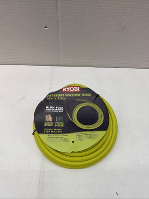 #ad RYOBI RY31HPH01 1 4 in. x 35 ft. 3300 PSI Green Pressure Washer Hose 308835101 $32.99