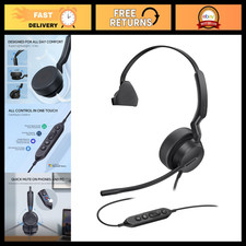 USB-C Wired Headset with AI Noise Cancelling Mic In-Line Controls, Comfortable