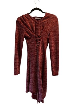 Dressfo Fairy Goth Witch Vampire Cinch Waist Dress Burgundy Hood Women s size XL