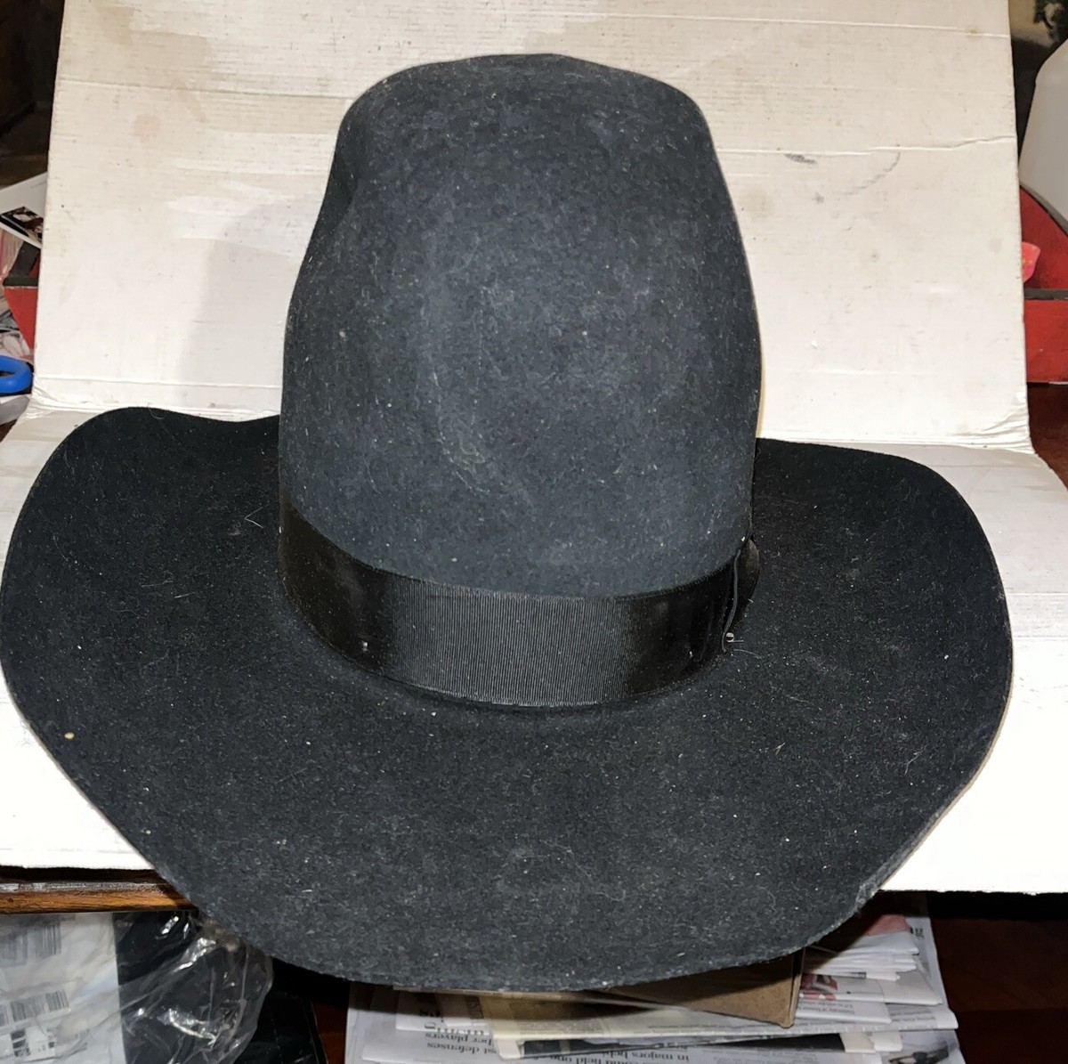 Vgt AMERICAN HAT CO Maxi-Felt Black Wool Cowboy Hat Houston 