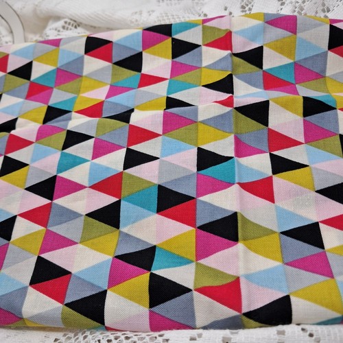 Geometric Fabric Remnant Colorful Triangle Pattern Sewing Quilting 3/4 Yard
