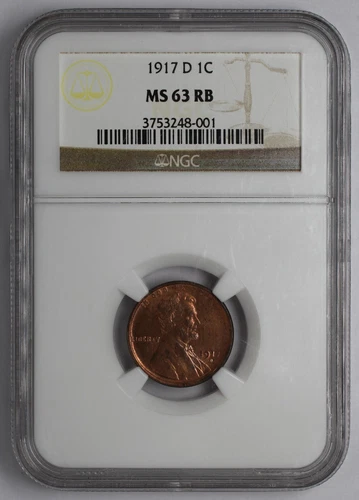 1917 D Lincoln Cent NGC MS 63 RB