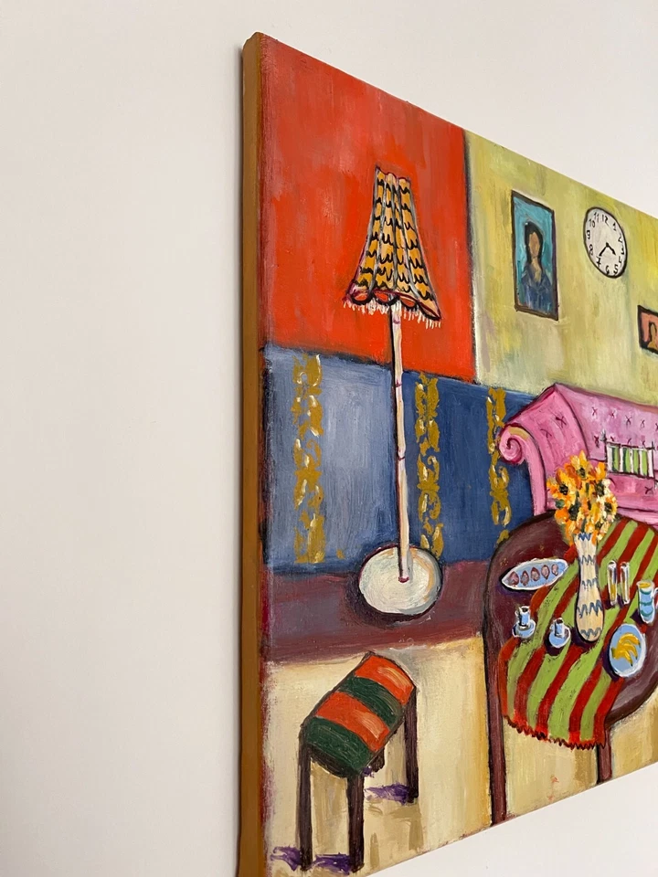 Girasol Original Pintura al Óleo Habitación Mesa Habitación Arte de Pared 16x20" Firmado Foto 3 de 4