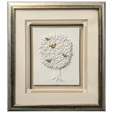 Harris G Strong Sculpture Entitled "Sanctuary" with Four Gold Birds in Tree