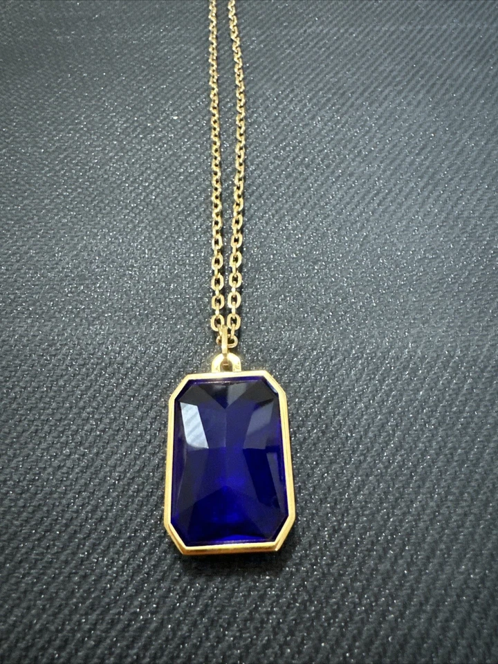 Michael Kors Blue Stone Pendant Necklace in Gold tone MKJ5001710, NWOT - Image 2 of 4