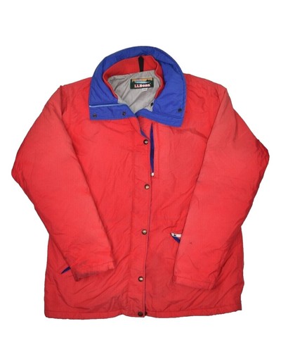 Vintage 90s LL Bean Baxter State Parka Red Blue Full Zip Coat Mens