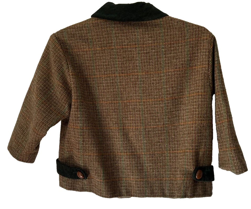 Laura Ashley Niños Talla 3 De Colección Marrón Corderos Lana Tweed Verde Pana Cuello Usado en Excelente Condición Foto 4 de 4