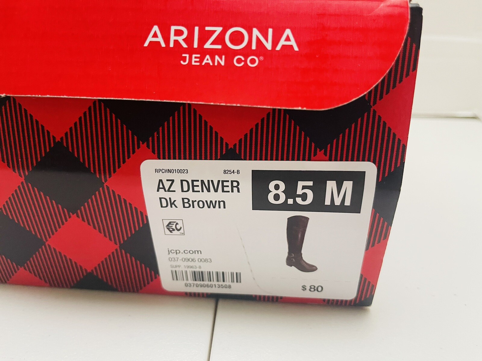 AZ Denver Dk Brown Boots size 8.5 Arizona Jean Co Knee Boots Zip Buckles NEW