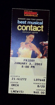 #ad #ad PNC Bank Broadway in Louisville Presents Contact Play Best Musical KYEC 1 3 2003 $20.00